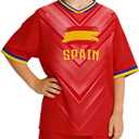 24/25/26 Spain Flag Soccer Jersey Kit for Kids Youth Boys Girls Practice Outfits Fans Gift Sports Uniforms Shirt and Shorts Sets 11-12Y