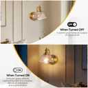 Vintage Wall Sconce, Gold Bathroom Vanity Light Fixtures with Amber, Glass Shade Brass Sconce Wall Lamps for Living Room Bedroom Bathroom Mirror Hallway Stairway