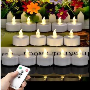 Tea Light Candles with Remote Control,Flickering Flameless LED Candle,Long Lasting 400+Hours,Battery Operated with Timer for Home Decoration Seasonal &Festival Celebration WarmWhite (24pcs) (24pack)