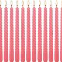 12-Pack Pink Spiral Taper Candles  10 Inch Elegant Dripless & 10-Hour Burn  Long-Lasting Decorative Candles for Weddings, Birthdays, Parties, Church, Home Decor & Romantic Dinners