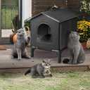 Rest-Eazzzy Cat House for Indoor and Outdoor Cats in Summer, Waterproof, Fully Insulated Shelter for Stray and Feral Cats, Great for Cat Houses for Outdoor and Cat Beds for Indoor Cats (Black, Small)