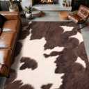 YIHOUSE 8‘x10' Washable Cowhide Rug, Cow Print Area Rug for Living Room