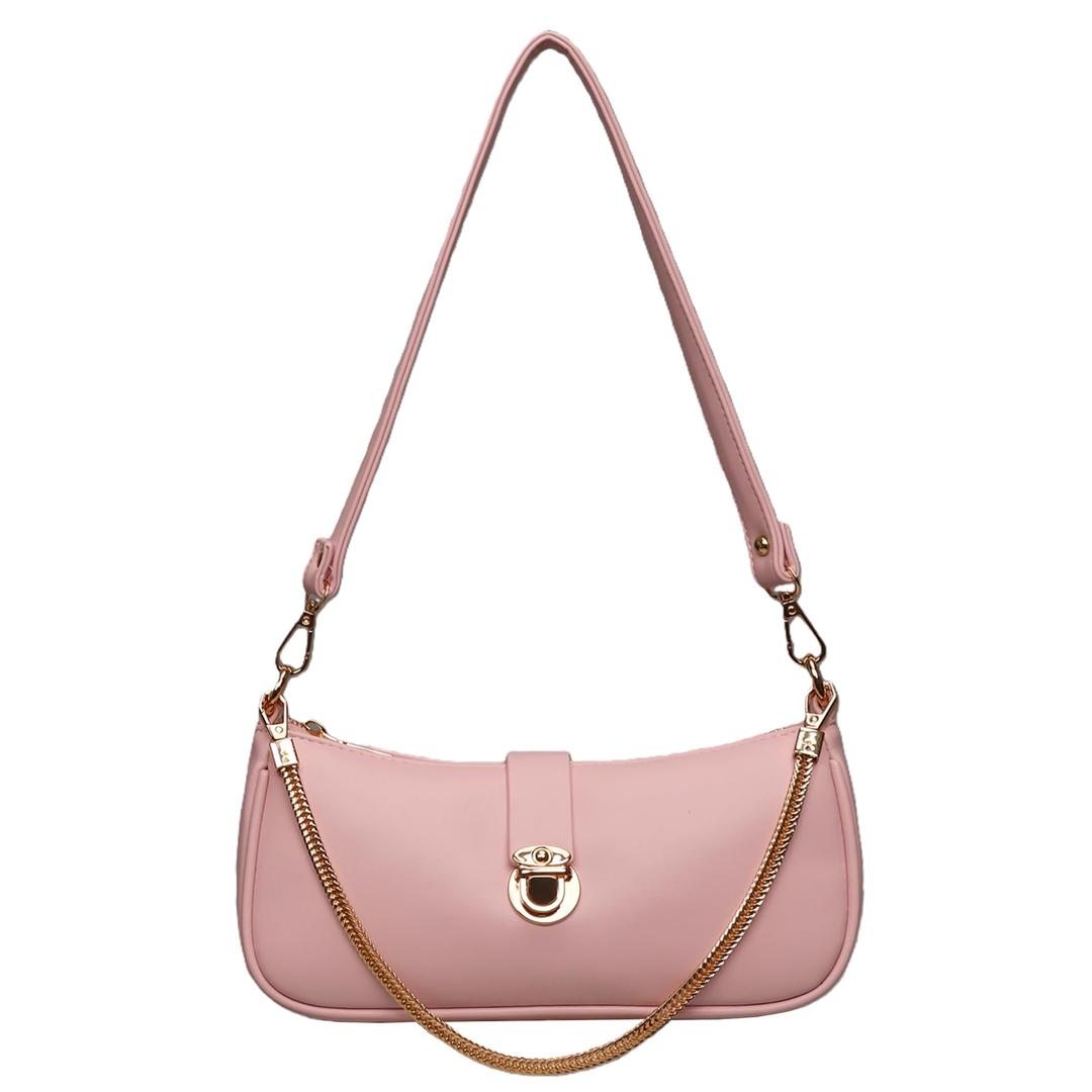 Handbags for Women Vegan Leather Women's Underarm Bag Shoulder Bag for Women Retro Clutch Hobo Purse (Pink)