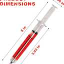Red Syringe Pens - Fun & Retractable BallPoint with Black Ink - Smooth Writing, Comfortable Grip & Lightweight Novelty Pens - Perfect for Nurses, Doctors | 12PCS