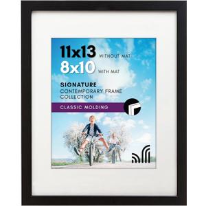 Americanflat 11x13 Picture Frame with Shatter-Resistant Glass - Use as 8x10 Frame with Mat or Display 11x13 Photo Without Mat - Signature Collection - Picture Frames for Wall Display - Black
