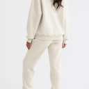 Aleumdr Women 2 Piece Outfits Sweatsuit Oversized Half Zip Pullover Long Sleeve Sweatshirt Jogger Pants Set with Pockets (XX-Large, Apricot)