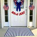 CAINANEL Blue and White Striped Rug 4th of July Door Mat Summer Front Porch Rug Independence Day Welcome Doormats for Farmhouse Entrance Porch Outdoors Decor(Blue and White, 24'' x 35'')