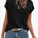 Zeagoo Womens Sweater Vest Fall 2026 Loose Fit Cape Sleeve Knit Ribbed Tank Tops with Front Pocke Size M