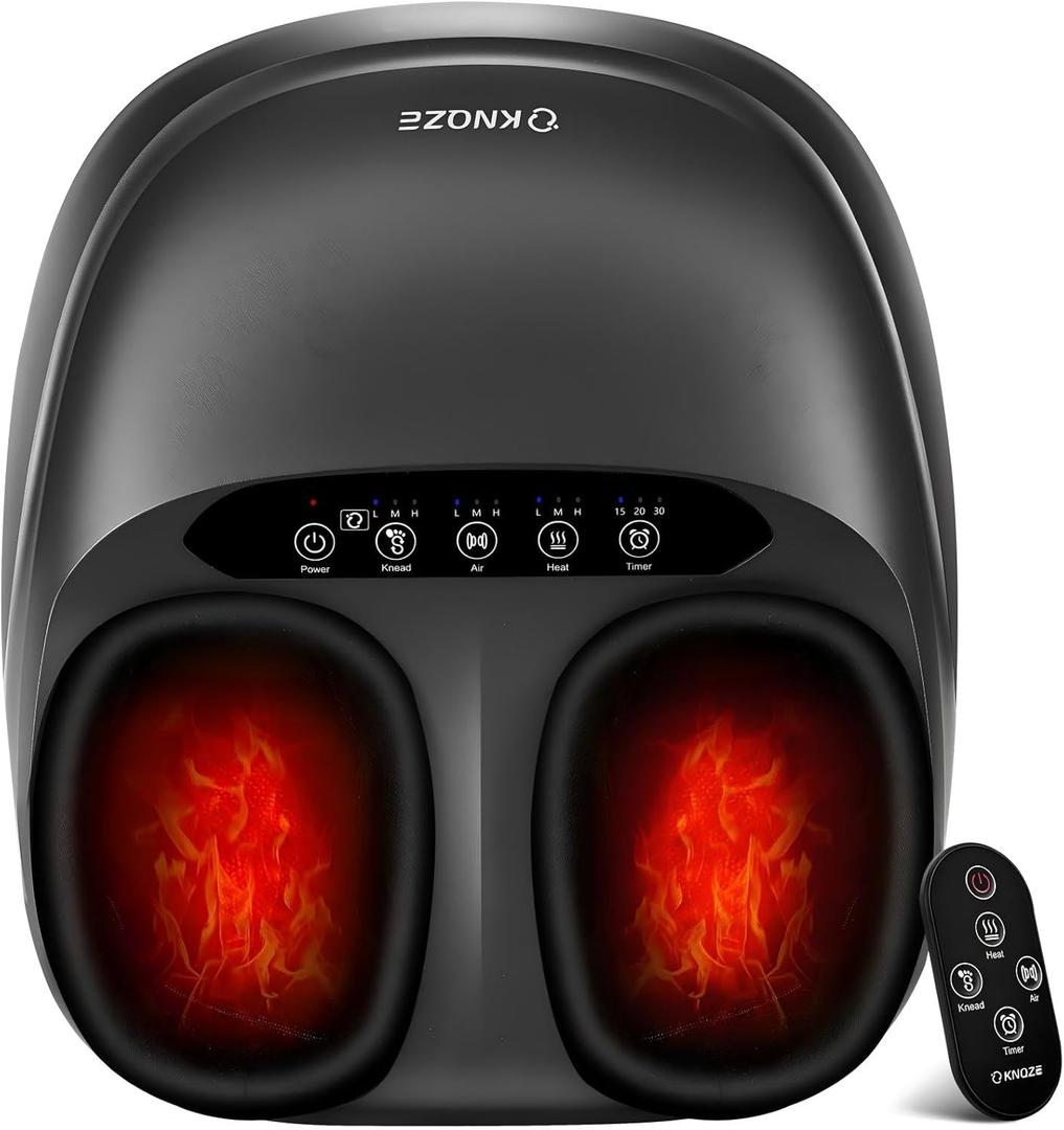 Foot Massager Machine with Heat, Shiatsu Deep Kneading Foot Massager with Remote, Compression, Multi-Massage Modes, Auto-Off Timers, Gifts for Women Men (Black)