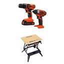 Black & Decker 20V MAX Drill/Driver Impact Combo Kit with BLACK+DECKER WM425-A Portable Project Center and Vise