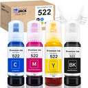 Printers Jack Compatiable T522 Refill Ink Bottle Kit for Supertank ET-2800 ET-4700 ET-4800 ET-2710 ET-2720, ET-2803 Printer, 4 Packs