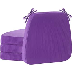 2'' Thick High-Density Foam Indoor Chair Cushions | Dining Chair Pads with Ties, Removable Washable Cover, Kitchen Chair Cushions 17"x16",Purple 4 Pack