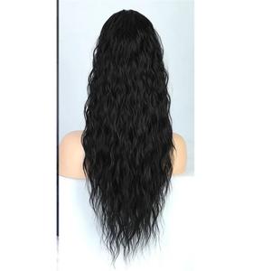 Hgvcfcv Long Clip Water Wave Ponytailtail Natural Hair Extensions For Women Synthetic Fake Hair Pieces Wavy Wigs, 26 Inch (1B)
