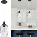 Glass Pendant Lights Kitchen Island, Black Pendant Light Fixtures with Hand-Blown Clear Glass Modem Farmhouse Hanging Light for Kitchen Sink Dining Room Bedroom