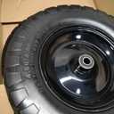 RONPOW 4.80/4.00-8 Flat Free Wheelbarrow Tire and Wheel, 16" Solid Puncture Proof Replacement Tires with 5/8" & 3/4" Bearings, 400Lbs Load, Universal Fit for Garden, Farm & Construction, 2Pack Black