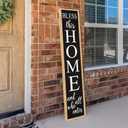 Welcome Sign for Front Door, Wood Black, 45"X9"