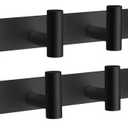 VAEHOLD 2PACK Hat and Coat Wall Mount Rack - 4 Hooks for Robes, Bags, Keys, and Towels - Bathroom Towel Hanger Organizer -Black