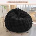 LIFEREVO Kids Fluffy Faux Rabbit Fur Bean Bag Chair Cover (No Filler), Soft Luxury Fuzzy Stuffed Animal Storage Bubble Bean Bag Home Decoration, Comfy Shaggy Furry Beanbag Cover Kids Teens, Black
