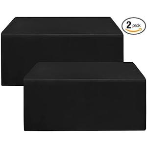 Fitted Black Tablecloths, 2 Pack Rectangle Table Cloths, Table Cover for Trade Show, Craft Show, Parties, Birthday, Wedding