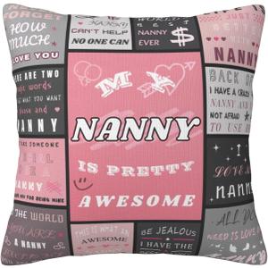 3 x Nanny Gifts, Gifts for Nanny Pillow Cover 18x18 Inch, Best Nannie Birthday Ever Gift from Grandchildren/Grandkids