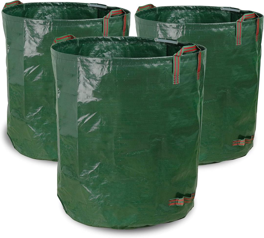 Gardzen 3-Pack 72 Gallon Leaf Bags for Yard Waste, Heavy Duty Reusable Garden Container with Plastic Ring, Collapsible Stand-Up Lawn Bags for Grass Clippings, Debris & Yard Cleanup