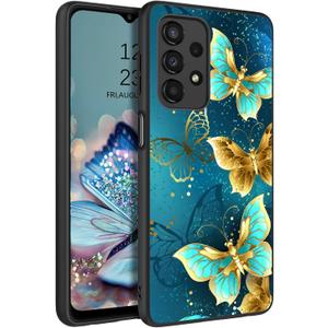 GUAGUA for Samsung Galaxy A23 4G/5G Case Glow in The Dark, Samsung A23 Phone Case, Cute Blue Butterfly Noctilucent Luminous Shockproof Protective Phone Case for Galaxy A23 6.6'' Women Men Gifts, Blue