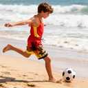 Cozople Boys Swim Trunks Compression Liner Swim Shorts Quick Dry Bathing Suit with Boxer Brief Swimwear 2-20T (5-6 Years, Aa Palm Tree Red)