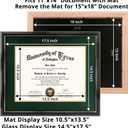 GraduationMall 11x14 Diploma Frame with Green over Gold Mat or Display 15x18 Certificate without Mat,Solid Wood & Tempered Glass,Glossy Black Finish with Gold Trim