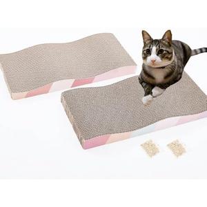 SIDAZON Cat Scratching Board cat Scratcher Cat Scratch Pad Cardboard cat scratchers for Indoor Cats Reversible Large Wide Corrugated with Catnip(2pcs)