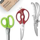 2 x Heavy Duty Kitchen Shear with Bonus MultiPurpose and Herb Scissors 420 Stainless Steel for Chicken, Meat, Fish and Poultry Gift Set with Kitchen Shears for Food and Herbs Scissors by Kiture (Large Silver Set)