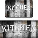 Bencailor Sets of 2 Farmhouse Kitchen Rugs and Mats Non Slip Kitchen Rugs Washable Black Brown Door Mats for Home Floor Winter Bathroom Cabin Farmhouse Decor, 29 x 17 Inch and 47 x 17 Inch