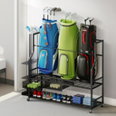 Golf Bag Storage Rack with Wheels for 4 Golf Bags Golf Storage Organizer for Garage Club and Basement