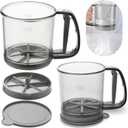 Flour Sifter for Baking, Double layer Flour Sieve with Lid, Semi-Automatic Handheld Powder Sifters,Fine Mesh Screen Powder Sifters with Scale for Cooking Baking Kitchen Sugar Utensil DIY Home
