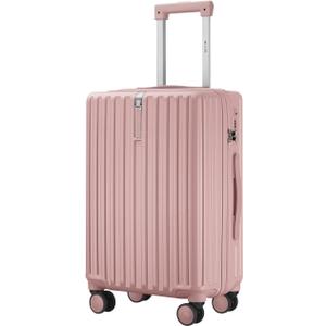 24 Inch Expandable Luggage with Wheels Checked Bag Luggage Hard Shell PC Suitcases Lightweight Travel Checked Luggage Medium Suitcase with Lock for Woman Men Travel (Pink)