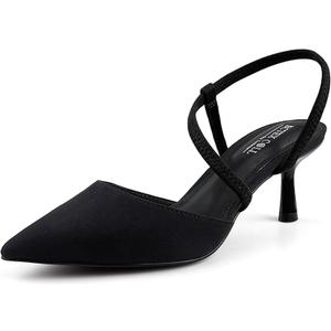 BCTEX COLL Women's Kitten Heel Slingback Closed Pointed Toe Low Stiletto Heels Comfortable Party Wedding Work Dressy Pumps Shoes 6, Black