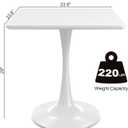 White Square Tulip Table for 2 Person, 24 Inch Small Dining Table with Pedestal Base for Two, Mid Century Modern Tulip Tables for Kitchen, Living Room, Cafe, Coffee, Office, Bistro, Pub, Bar, Wood Top
