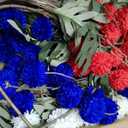 Hoteam 24 Bundles Red Blue White Artificial Flowers for Outdoor Patriotic Artificial Chrysanthemum Flowers Bouquet Plan Veterans Day Decor Fake Floral Front Door