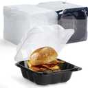 YANGRUI Clamshell Take Out Containers, Reusable Anti-Fog Shrink Wrap 55 Pack 6 x 6 Inch 15 oz Burger Boxes BPA Free Microwave Freezer Safe Plastic Hinged To Go Container
