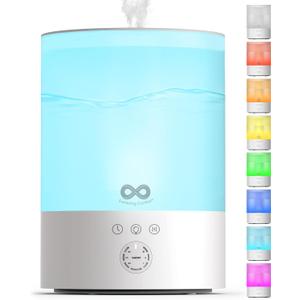 Everlasting Comfort 2.5L Top Fill Humidifier for Bedroom Quiet, Easy to Fill & Clean, 24HR Runtime, Night Lights, Timer, Ultrasonic Cool Mist, Auto Shut-Off, Essential Oil Diffuser - White