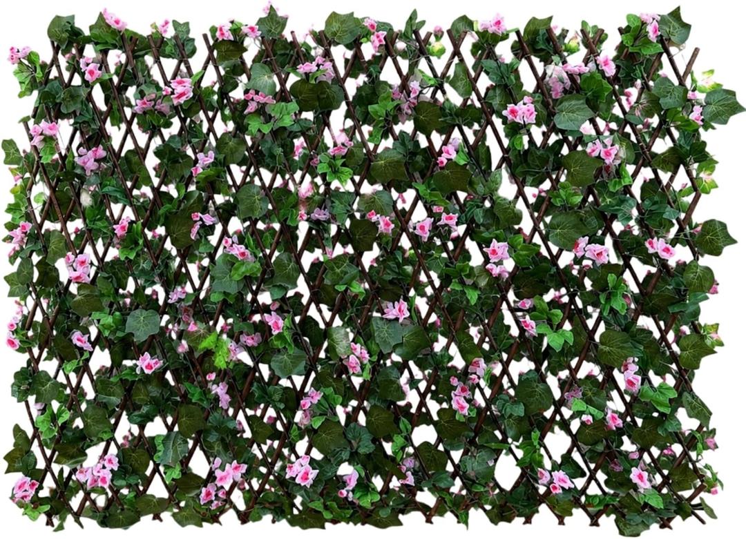 Expandable Privacy Fence, Pink Rose Clusters, 120 x 22 in