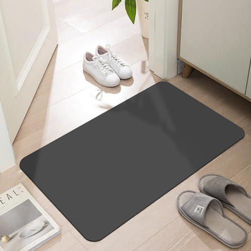 LYGLIGH Thin Door Mats for Inside Entry, 1/10 Inch Ultra Thin Door Mat Indoor Entrance, Non-Slip Rubber Backing Entryway Rug, Absorbent Washable Floor mats for Bathroom, 30'' x 17'', Dark Gray