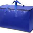 1Pc Large Clothes Storage Bags with Lids Moving Bags, Heavy Duty Storage Boxes Packing Bags with Zips for Moving House Clothes Bedding Storage-Blue