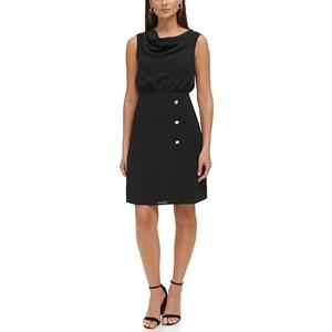 Kensie Women's Sleeveless Cowl Neck Sheath Dress, Black, 16