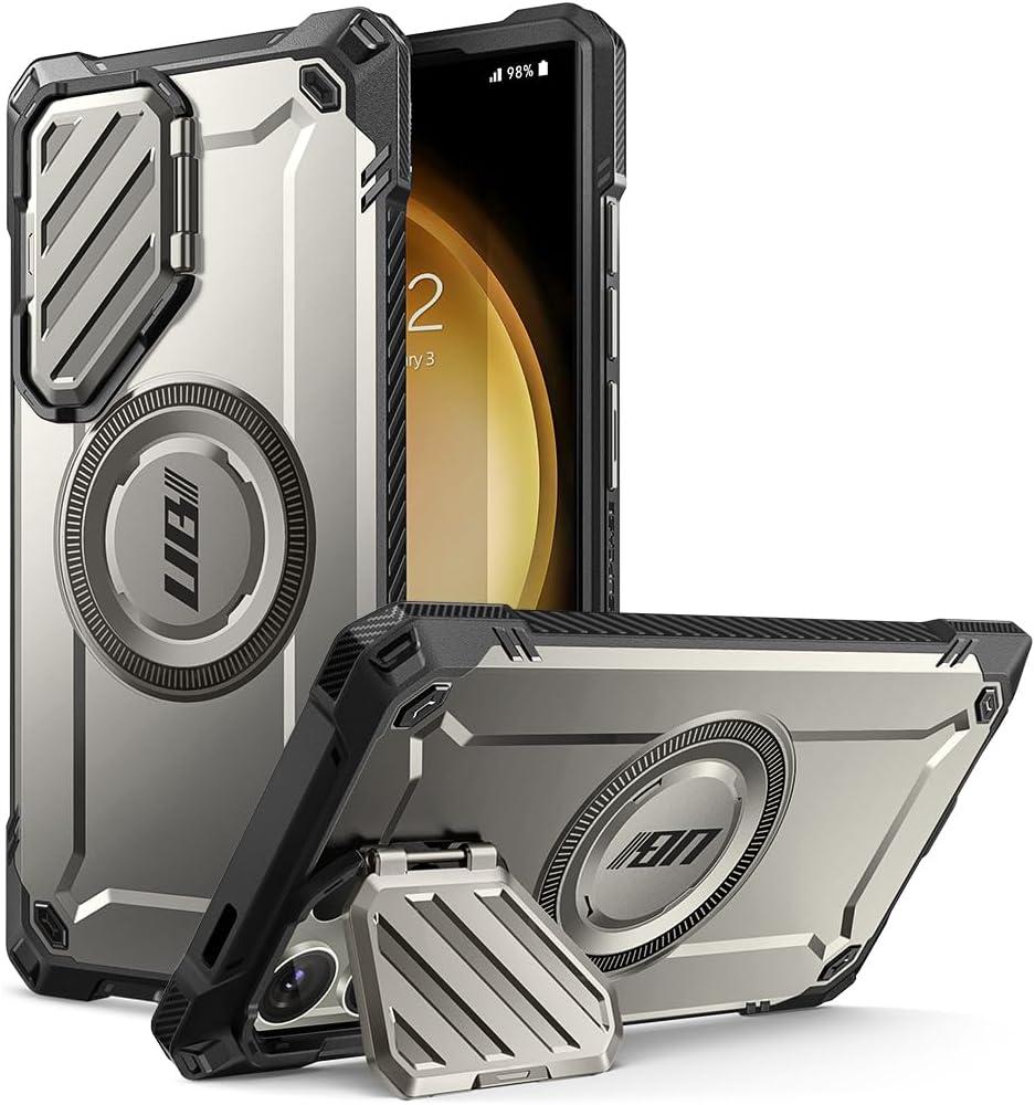 SUPCASE for Samsung Galaxy S24 Ultra Case with Stand [Built-in Camera Cover Kickstand] [S Pen Friendly] [Compatible with MagSafe] Heavy Duty Rugged Magnetic Phone Case for Galaxy S24 Ultra, Tigray