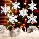 Snowflake Snow-White Christmas Party-Decorations Garland - 12Pcs 3D Winter Wonderland Frozen Hanging Streamers Banner,Baby Bridal Shower Birthday Wedding Classroom Decor Supplies Hugtmr