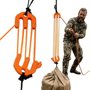 Game & Gear Hoist Block and Tackle Pulley System, Generic Portable Block and Tackle Pulley System for Outdoor Camping Hunting Wilderness