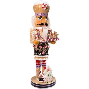 Kurt Adler 16-Inch Wooden Gingerbread Christmas Nutcracker ,Brown/Beige