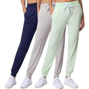 Real Essentials 3 Pack: Women's Lounge Joggers Sweatpants with Pockets Yoga Running Athletic Workout, Set 12, S, Pack of 3