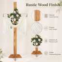 83 Inch Lawn Decorations Wood Cross and White Ribbons Eucalyptus Garlands Large Standing Cross Decoration Christian Religious Marriage Gifts for Ceremony and Reception Indoor Outdoor Decor
