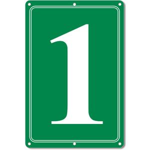 Premium Aluminum Number Signs 1, Metal 12" X 8" Green Numbered Signs Outdoor for Parking Lots, Floor, Dock, Court, Aisle, Field, High Visibility, No Fade, Weather-resistant
